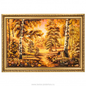 Картина янтарная "Рассвет в лесу" 40х60 см, фотография 0. Интернет-магазин ЛАВКА ПОДАРКОВ