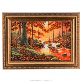 Картина янтарная "Лесной ручей" 75х55 см, фотография 0. Интернет-магазин ЛАВКА ПОДАРКОВ