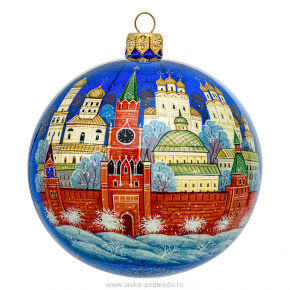 Новогодний елочный шар с ручной росписью "Москва", фотография 0. Интернет-магазин ЛАВКА ПОДАРКОВ