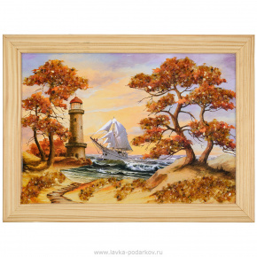 Картина янтарная "Пейзаж №17" 21х15 см, фотография 0. Интернет-магазин ЛАВКА ПОДАРКОВ