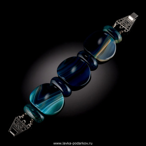 Браслет из натурального камня (голубой агат), фотография 0. Интернет-магазин ЛАВКА ПОДАРКОВ