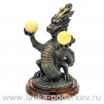 Скульптура из бронзы и янтаря "Императорский пятипалый дракон"