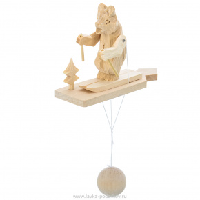Богородская деревянная игрушка "Медведь-лыжник", фотография 0. Интернет-магазин ЛАВКА ПОДАРКОВ