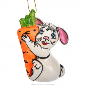 Статуэтка подвесная "Кролик с морковкой", фотография 0. Интернет-магазин ЛАВКА ПОДАРКОВ