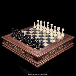 Шахматы в ларце с инкрустацией из янтаря и янтарными фигурами, фотография 0. Интернет-магазин ЛАВКА ПОДАРКОВ