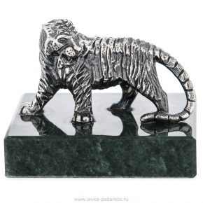 Статуэтка из серебра 925* на каменной подставке "Тигр", фотография 0. Интернет-магазин ЛАВКА ПОДАРКОВ