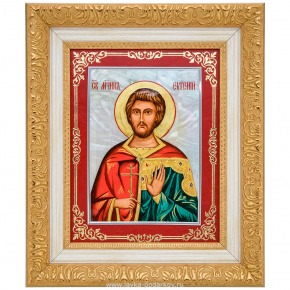 Икона на перламутре "Святой мученик Евгений" 35х30 см, фотография 0. Интернет-магазин ЛАВКА ПОДАРКОВ