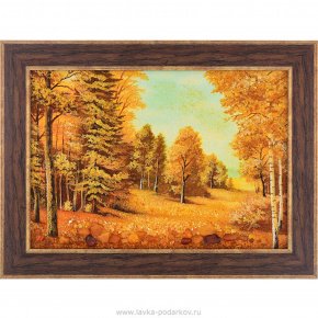 Янтарная картина пейзаж "Осенняя поляна", фотография 0. Интернет-магазин ЛАВКА ПОДАРКОВ