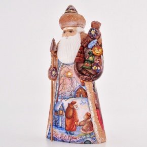 Скульптура из дерева "Дед Мороз с подарками", фотография 0. Интернет-магазин ЛАВКА ПОДАРКОВ