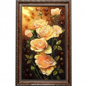 Картина янтарная "Розы", фотография 0. Интернет-магазин ЛАВКА ПОДАРКОВ