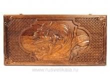 0013577 Нарды резные "Дракон и Девушка" нат. дерево