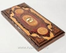 9838/60*27см Нарды резные "Тигр" (липа, медь, кость моржа) 