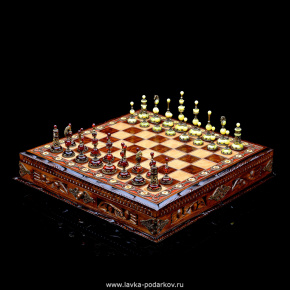 Шахматы с янтарными фигурами "Витые", фотография 0. Интернет-магазин ЛАВКА ПОДАРКОВ