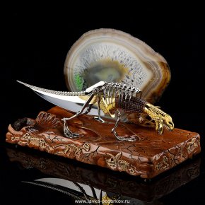 Нож на подставке, эксклюзив "Динозавр" Златоуст, фотография 0. Интернет-магазин ЛАВКА ПОДАРКОВ