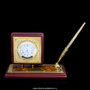 Настольный набор с часами и ручкой. Златоуст, фотография 0. Интернет-магазин ЛАВКА ПОДАРКОВ