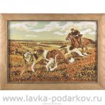 Картина янтарная "Охота на волка"