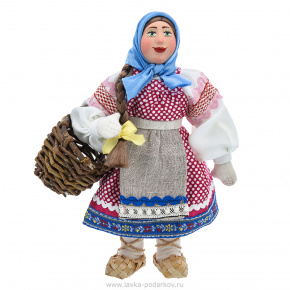 Коллекционная кукла ручной работы "Девочка с лукошком", фотография 0. Интернет-магазин ЛАВКА ПОДАРКОВ