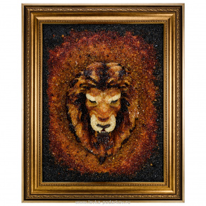 Янтарная объемная картина "Лев - царь зверей" 100х80 см, фотография 0. Интернет-магазин ЛАВКА ПОДАРКОВ
