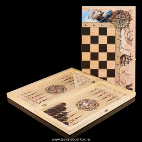 Шахматы-нарды-шашки деревянные "Морские", фотография 0. Интернет-магазин ЛАВКА ПОДАРКОВ