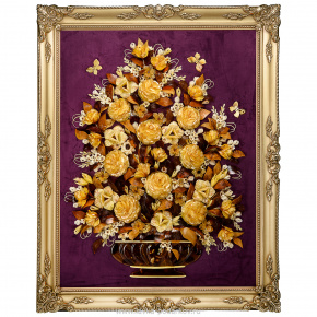 Панно янтарное "Цветы" 84х105 см, фотография 0. Интернет-магазин ЛАВКА ПОДАРКОВ