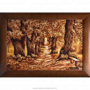 Картина янтарная "Пейзаж. Дубовая аллея" (40x60), фотография 0. Интернет-магазин ЛАВКА ПОДАРКОВ