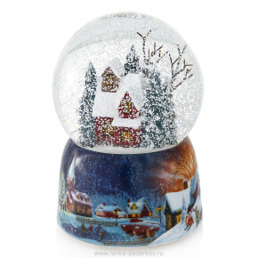 Стеклянный шар "Свет в окошках" со снегом, фотография 0. Интернет-магазин ЛАВКА ПОДАРКОВ