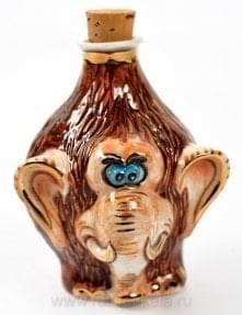 -0,05л  Фарфор МИНИ-ШТОФ "Игрушка-Мамонт" в цвете и  золоте 0,05л в комплекте 