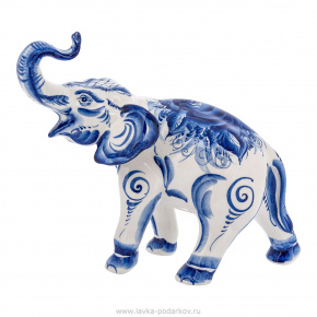 Скульптура "Слон". Гжель, фотография 0. Интернет-магазин ЛАВКА ПОДАРКОВ