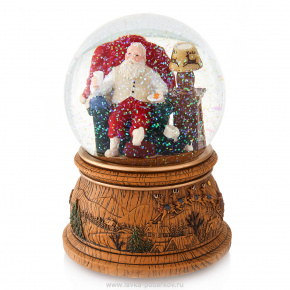 Стеклянный шар "Санта отдыхает" со снегом, фотография 0. Интернет-магазин ЛАВКА ПОДАРКОВ