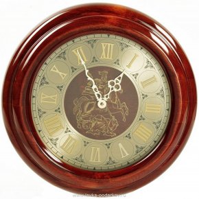 Часы настенные деревянные "Герб Москвы", фотография 0. Интернет-магазин ЛАВКА ПОДАРКОВ