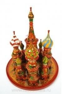 15947 Хохлома Питейный НАБОР "Храм Василия Блаженного" малый