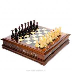 Шахматный ларец янтарный, сапеле, фотография 0. Интернет-магазин ЛАВКА ПОДАРКОВ