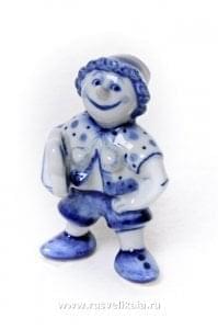 7758 Гжель Скульптура "Буратино" выс.8см Авт.Черновы Л.и В  