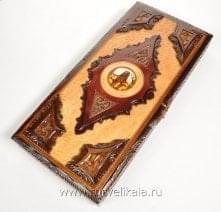 10333/60*27см Нарды резные "Пантера" (липа, медь, кость моржа)
