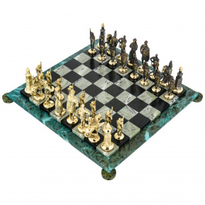 Шахматы из камня с бронзовыми фигурами "Русские" 36х36 см, фотография 0. Интернет-магазин ЛАВКА ПОДАРКОВ
