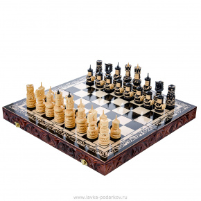 Шахматы деревянные с резными фигурами 50х50 см, фотография 0. Интернет-магазин ЛАВКА ПОДАРКОВ