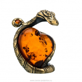 Статуэтка с янтарем "Змея с сердцем", фотография 0. Интернет-магазин ЛАВКА ПОДАРКОВ