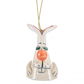 Фарфоровый колокольчик "Кролик Алкаш", фотография 0. Интернет-магазин ЛАВКА ПОДАРКОВ