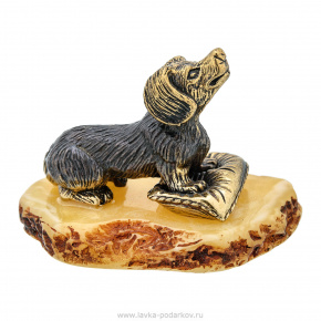 Статуэтка с янтарем "Собака Такса", фотография 0. Интернет-магазин ЛАВКА ПОДАРКОВ