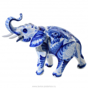 Скульптура "Слон" Гжель, фотография 0. Интернет-магазин ЛАВКА ПОДАРКОВ