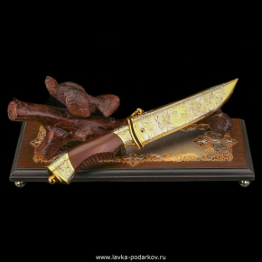 Нож сувенирный "Глухарь" на подставке. Златоуст, фотография 0. Интернет-магазин ЛАВКА ПОДАРКОВ