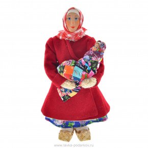 Фарфоровая кукла ручной работы "Баба в коротайке с ребёнком", фотография 0. Интернет-магазин ЛАВКА ПОДАРКОВ