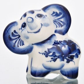 Скульптура "Слон" Гжель, фотография 0. Интернет-магазин ЛАВКА ПОДАРКОВ