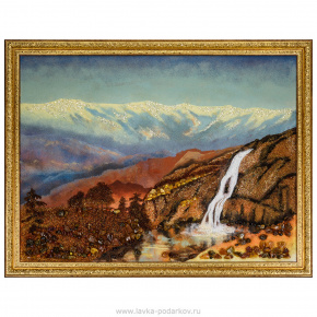 Картина янтарная "Водопад в горах" 60х80 см, фотография 0. Интернет-магазин ЛАВКА ПОДАРКОВ