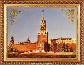 Картина янтарная "Спасская башня" , фотография 0. Интернет-магазин ЛАВКА ПОДАРКОВ