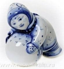 7779 Гжель Скульптура "Снежки" 8*8см Авт.Черновы Л.и В 