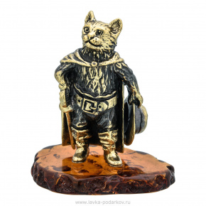 Статуэтка с янтарем "Кот в сапогах", фотография 0. Интернет-магазин ЛАВКА ПОДАРКОВ