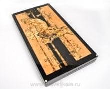 04133 Нардовая доска с фишками "Сова" 60*60*7см Янтарь, Дуб, Карельская береза