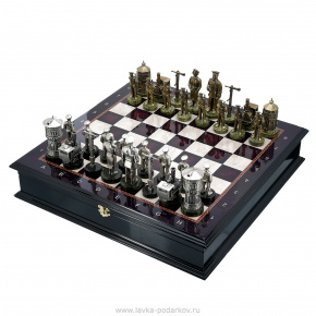 Шахматы с бронзовыми фигурами "Железнодорожные" 48х48 см, фотография 0. Интернет-магазин ЛАВКА ПОДАРКОВ