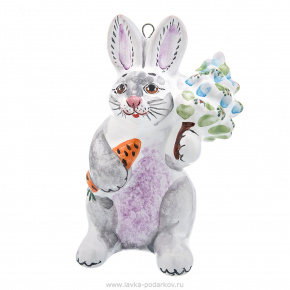 Елочная игрушка "Кролик с елкой". Майолика, фотография 0. Интернет-магазин ЛАВКА ПОДАРКОВ
